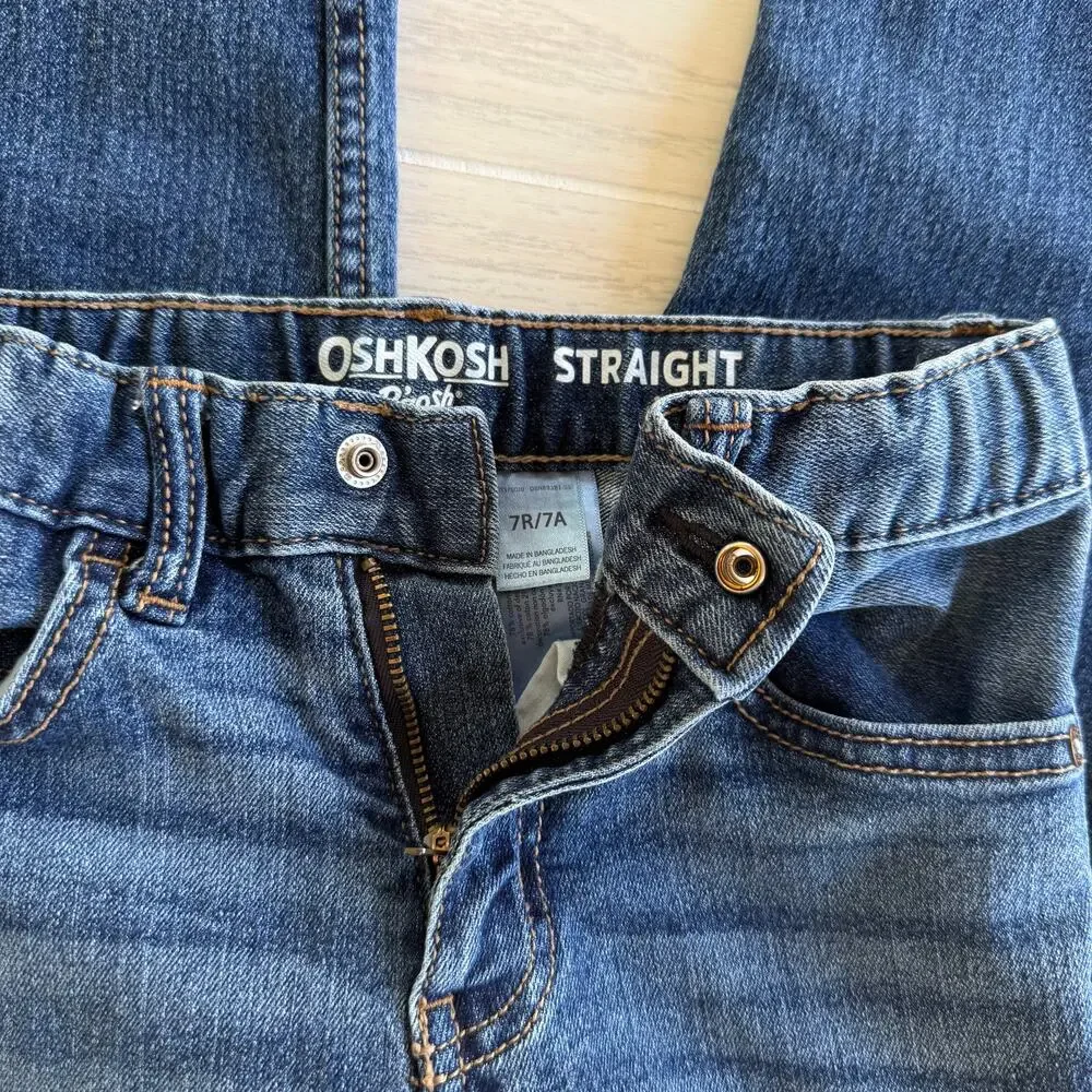 OshKosh B’gosh Boys Classic Straight Jeans Size 7R/7A Blue Denim